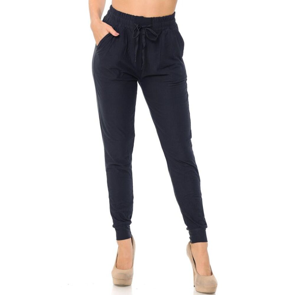 World of Leggings Buttery Smooth Solid Basic Navy Joggers - EEVEE